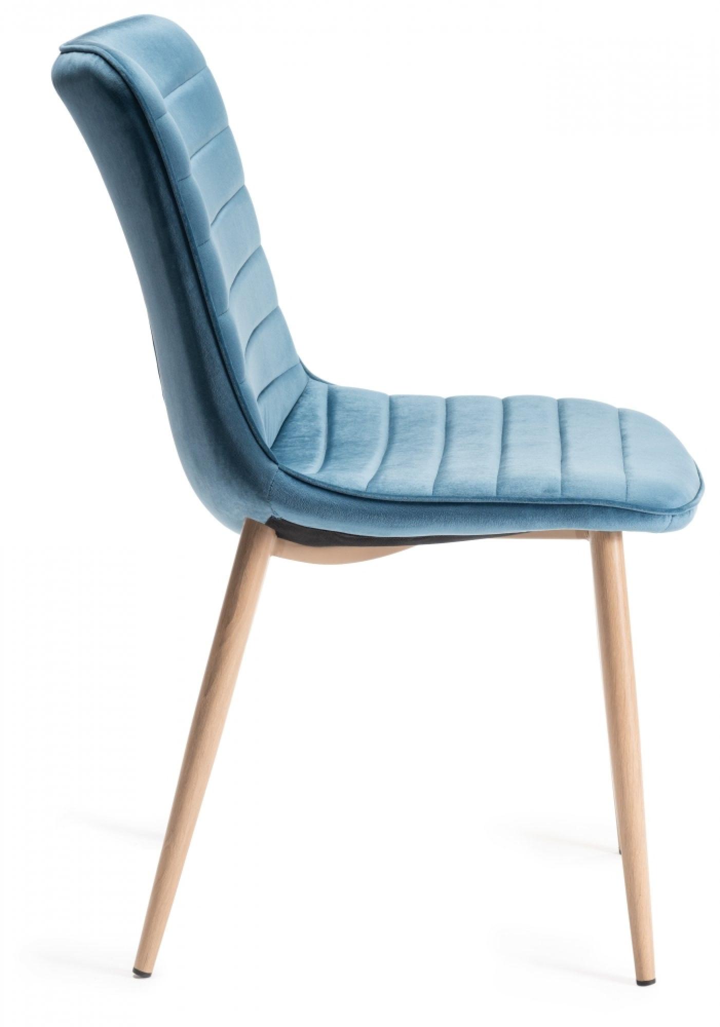 Product photograph of Bentley Designs Eriksen Petrol Blue Velvet Fabric Dining Chair With Oak Effect Legs Sold In Pairs from Choice Furniture Superstore.