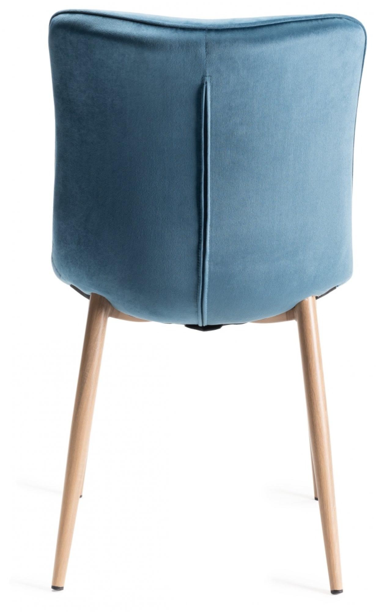 Product photograph of Bentley Designs Eriksen Petrol Blue Velvet Fabric Dining Chair With Oak Effect Legs Sold In Pairs from Choice Furniture Superstore.