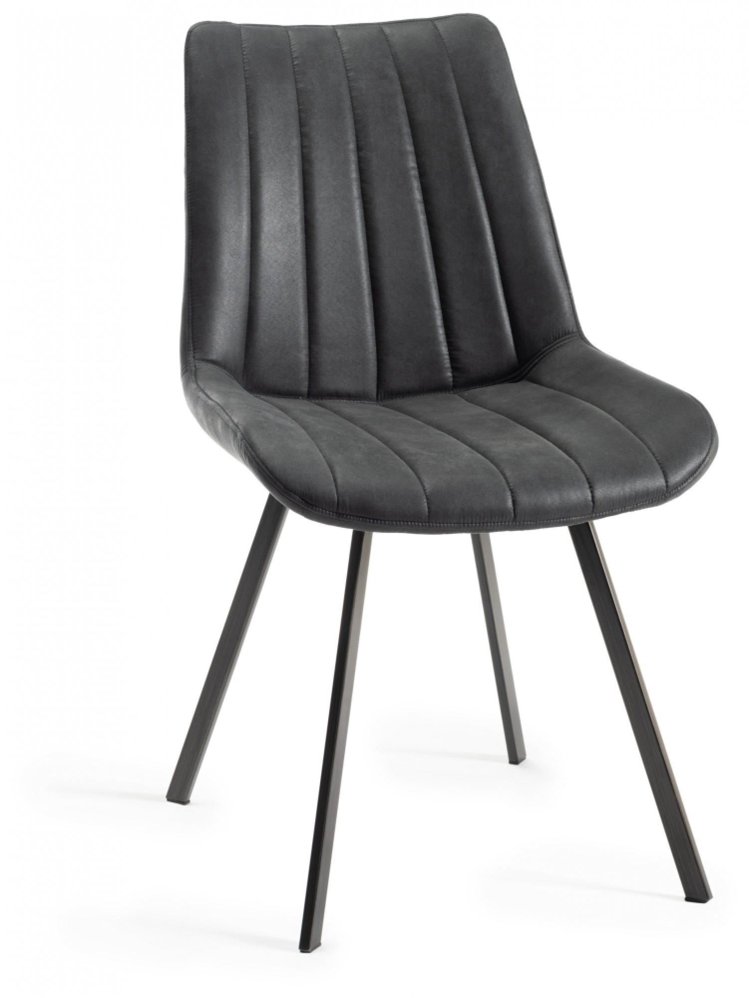 Product photograph of 2 X Bentley Designs Fontana Dark Grey Faux Suede Fabric Dining Chair With Grey Legs from Choice Furniture Superstore.