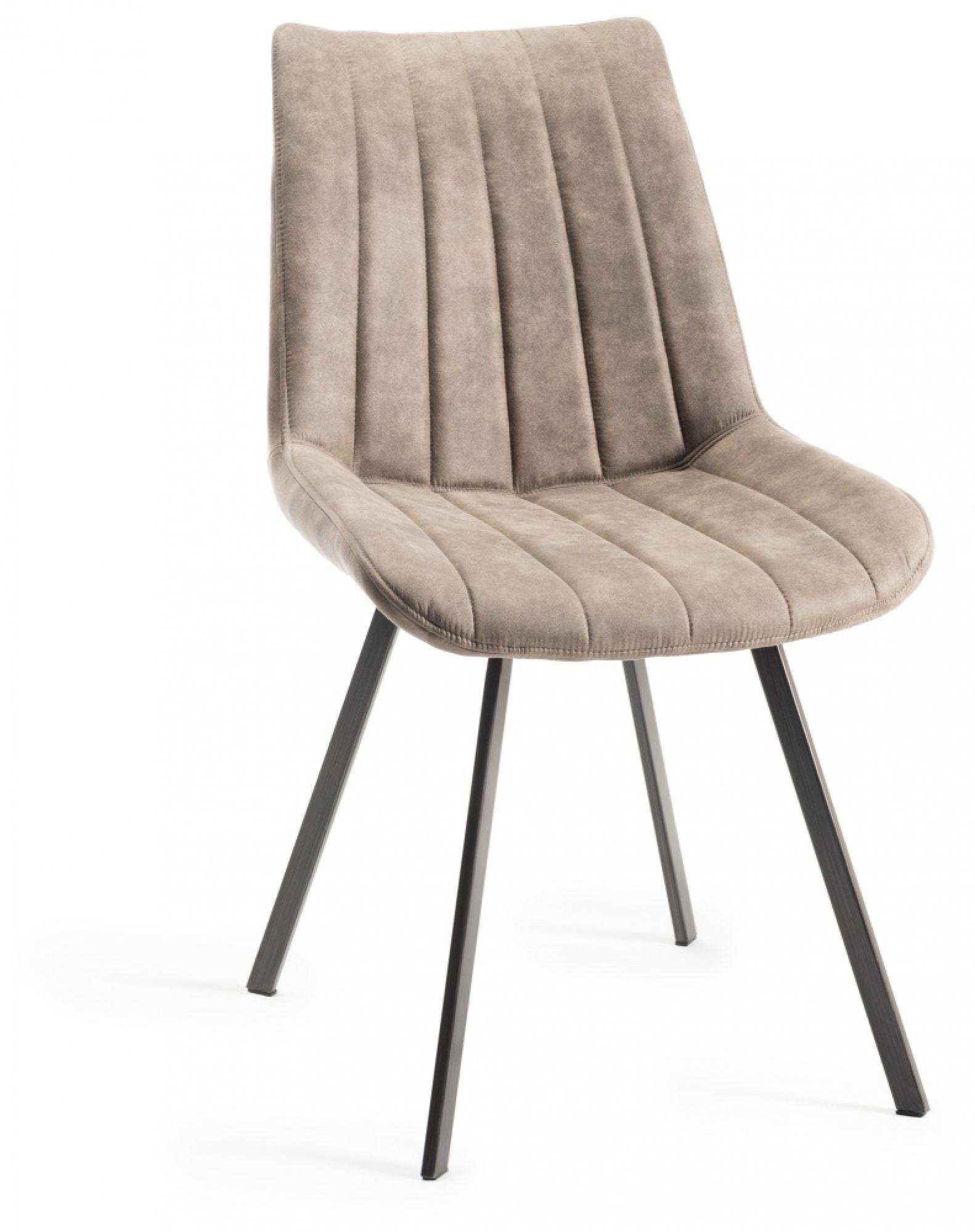 Product photograph of Bentley Designs Fontana Tan Faux Suede Fabric Dining Chair With Grey Legs Sold In Pairs from Choice Furniture Superstore.