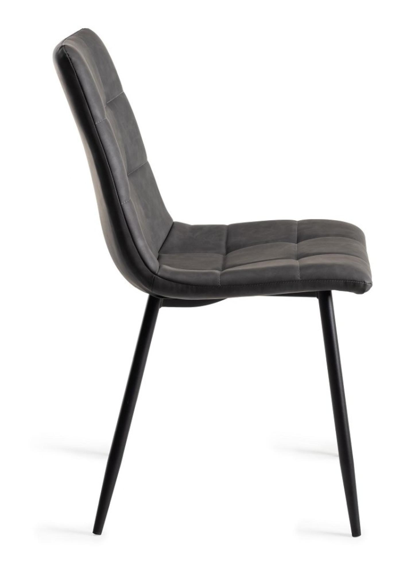 Product photograph of Bentley Designs Mondrian Dark Grey Faux Leather Dining Chair With Black Legs Sold In Pairs from Choice Furniture Superstore.