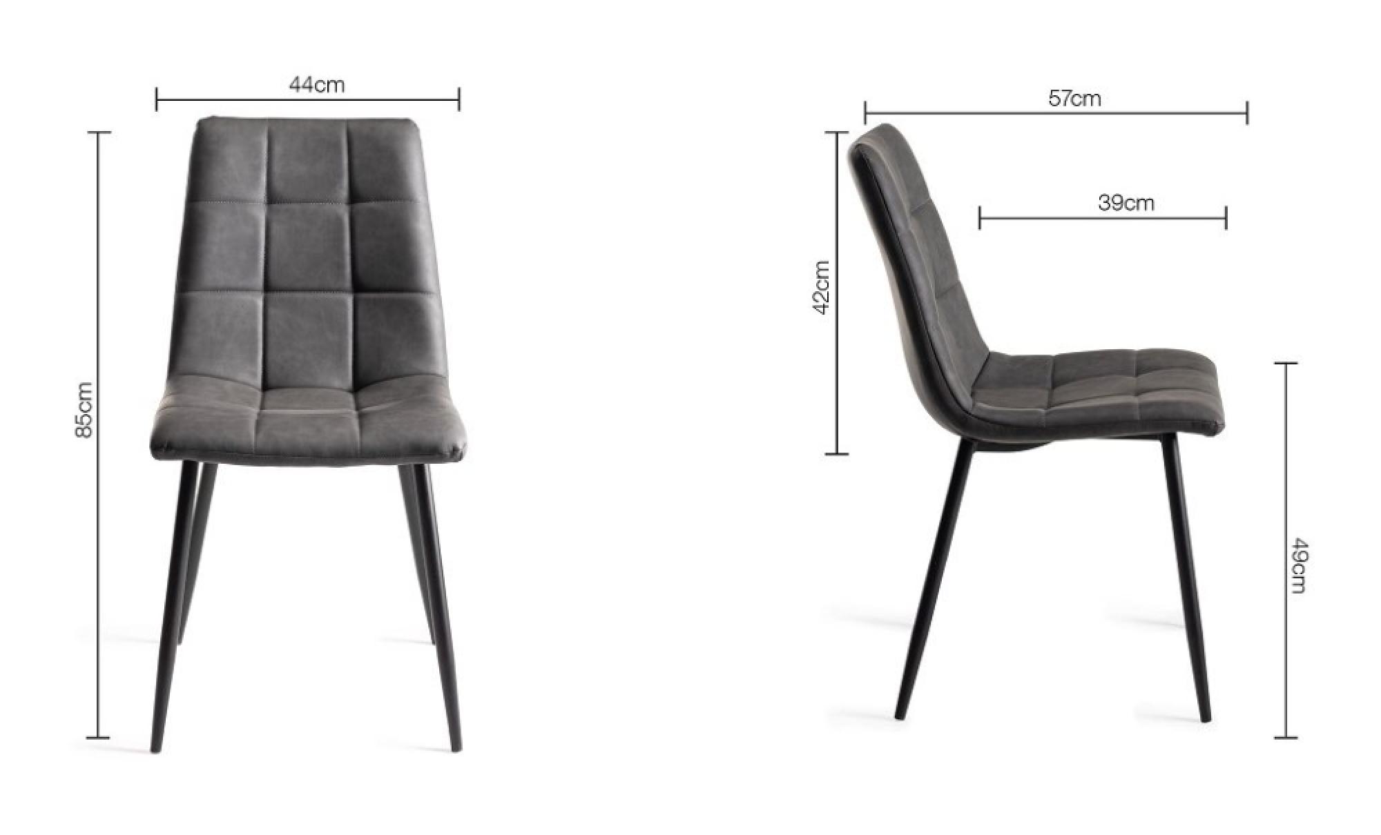 Product photograph of Bentley Designs Mondrian Dark Grey Faux Leather Dining Chair With Black Legs Sold In Pairs from Choice Furniture Superstore.