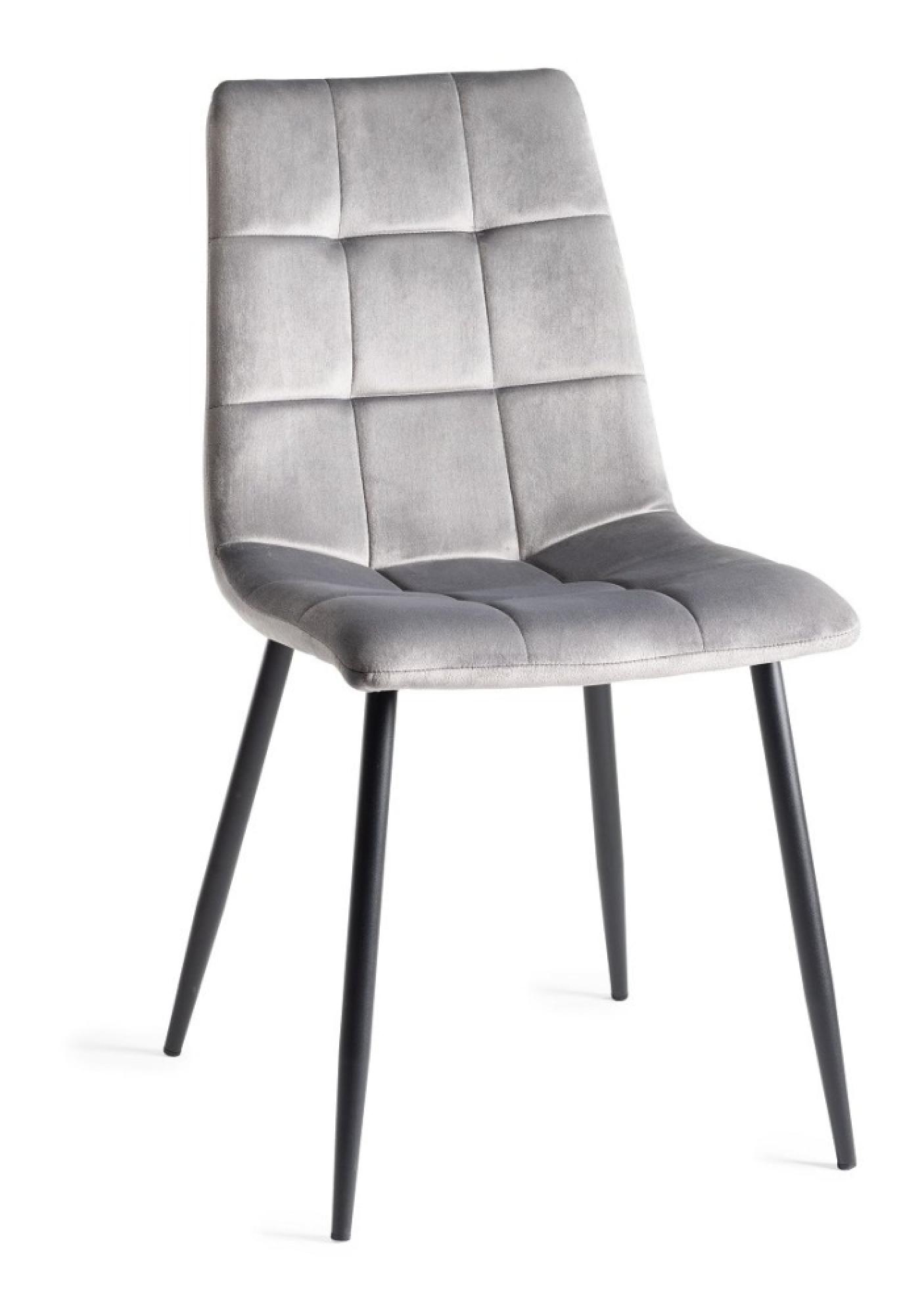 Product photograph of 2 X Bentley Designs Mondrian Grey Velvet Fabric Dining Chair With Black Legs from Choice Furniture Superstore.