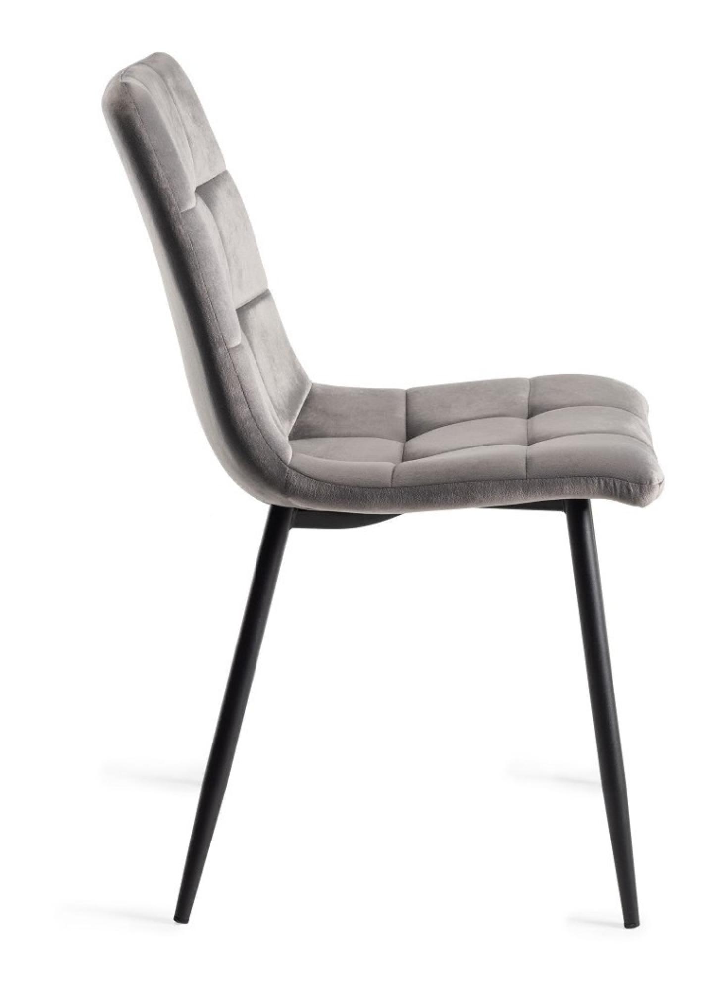 Product photograph of 2 X Bentley Designs Mondrian Grey Velvet Fabric Dining Chair With Black Legs from Choice Furniture Superstore.