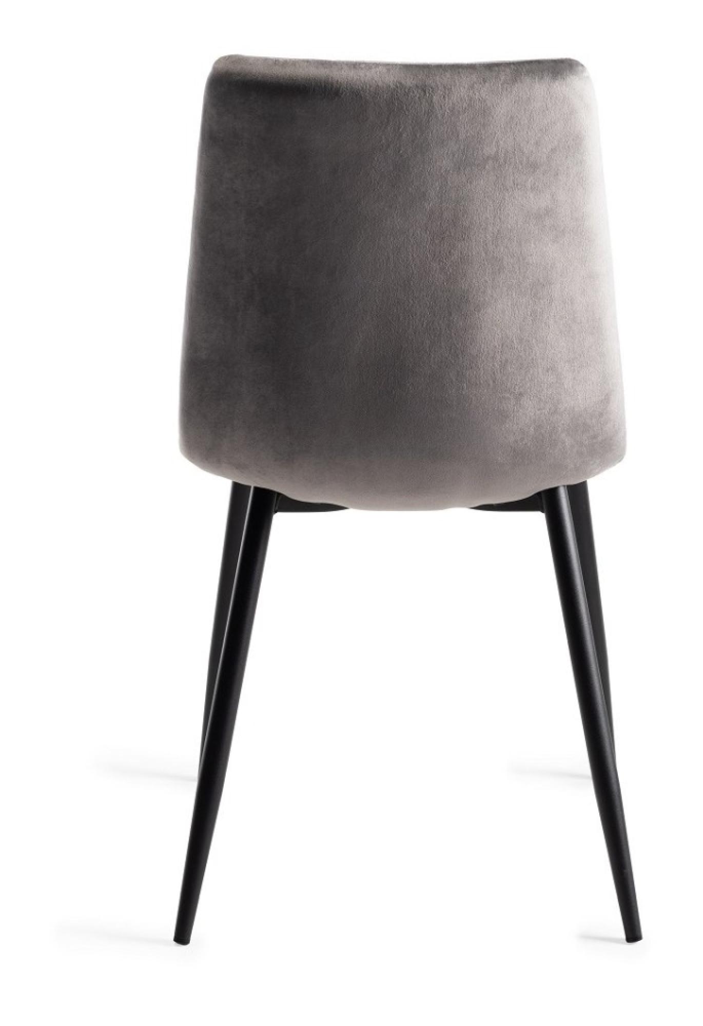 Product photograph of 2 X Bentley Designs Mondrian Grey Velvet Fabric Dining Chair With Black Legs from Choice Furniture Superstore.