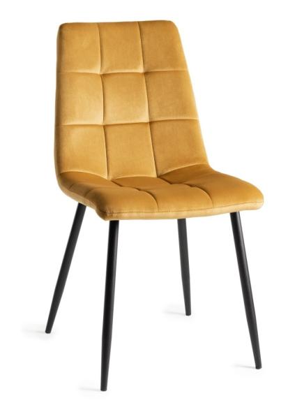 Product photograph of Bentley Designs Mondrian Mustard Velvet Fabric Dining Chair With Black Legs Sold In Pairs from Choice Furniture Superstore.