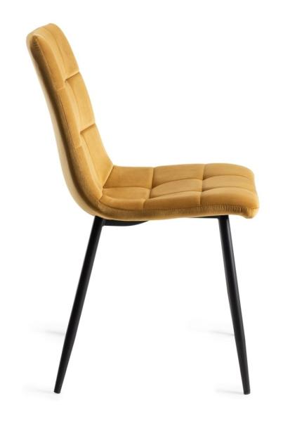 Product photograph of Bentley Designs Mondrian Mustard Velvet Fabric Dining Chair With Black Legs Sold In Pairs from Choice Furniture Superstore.