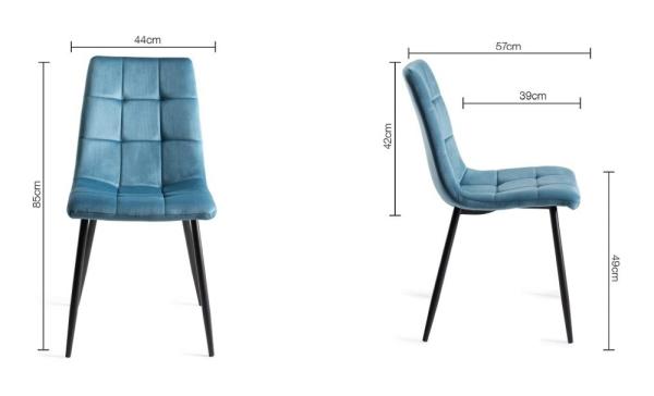 Product photograph of Bentley Designs Mondrian Petrol Blue Velvet Fabric Dining Chair With Black Legs Sold In Pairs from Choice Furniture Superstore.