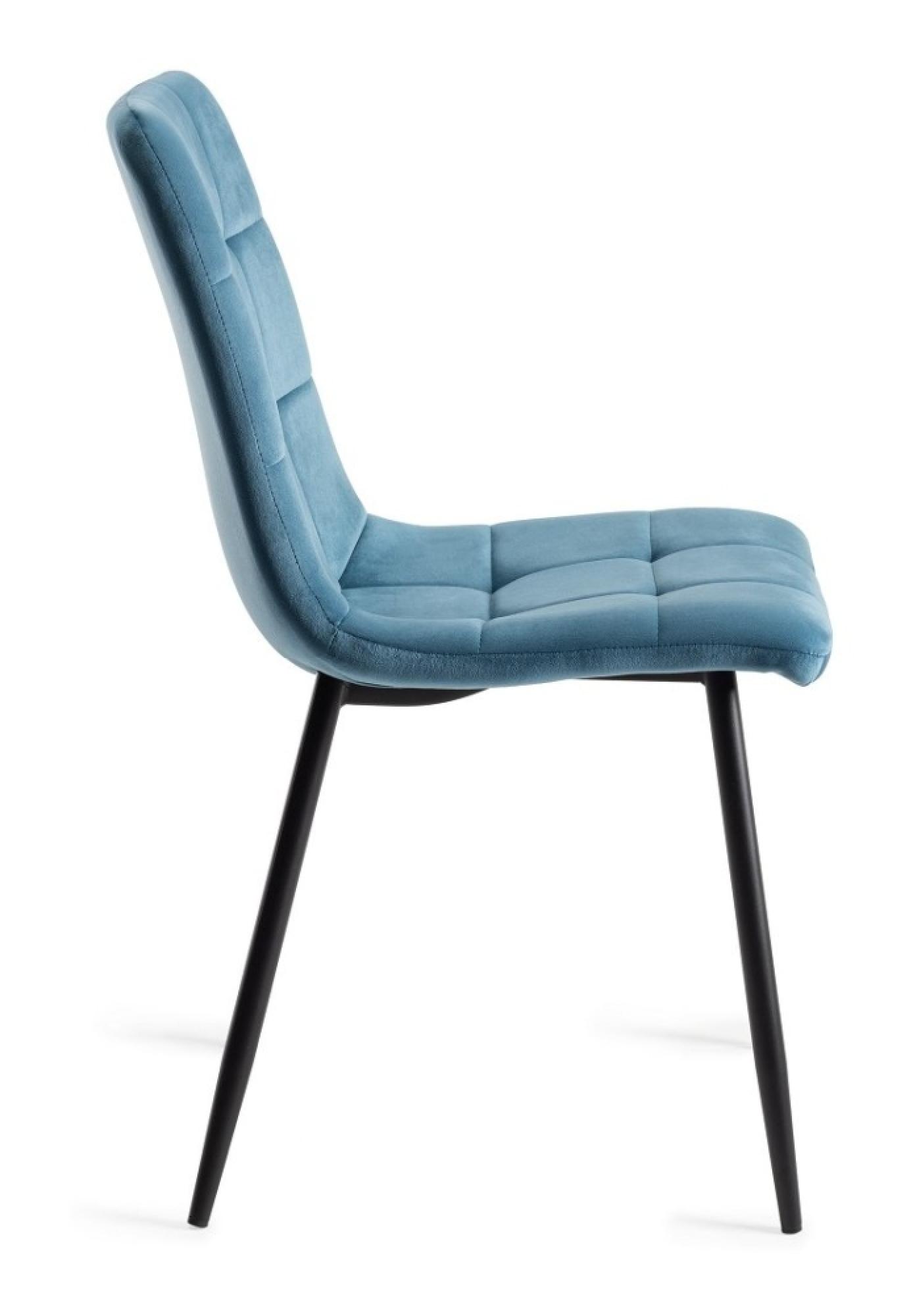 Product photograph of 2 X Bentley Designs Mondrian Petrol Blue Velvet Fabric Dining Chair With Black Legs from Choice Furniture Superstore.