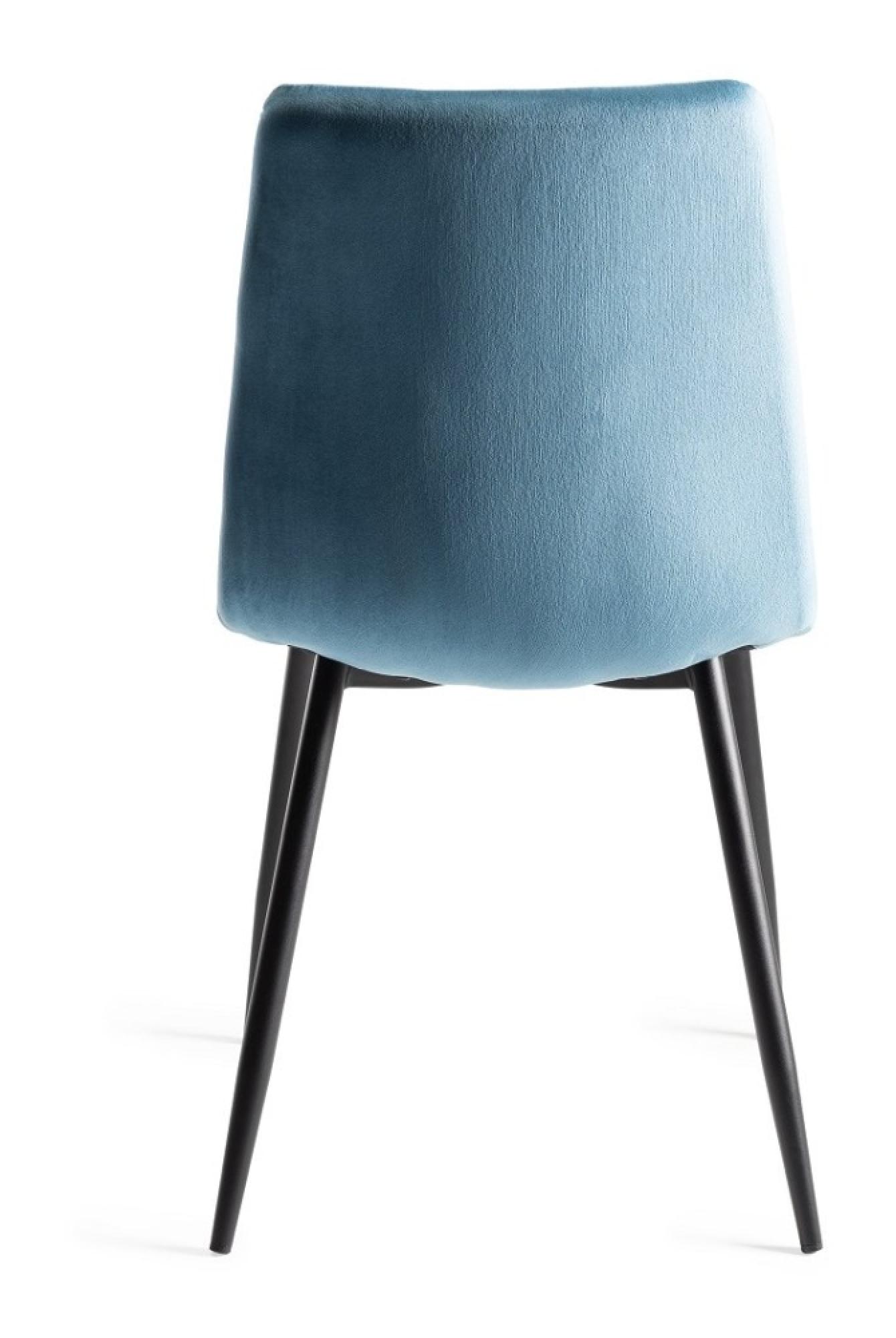 Product photograph of 2 X Bentley Designs Mondrian Petrol Blue Velvet Fabric Dining Chair With Black Legs from Choice Furniture Superstore.