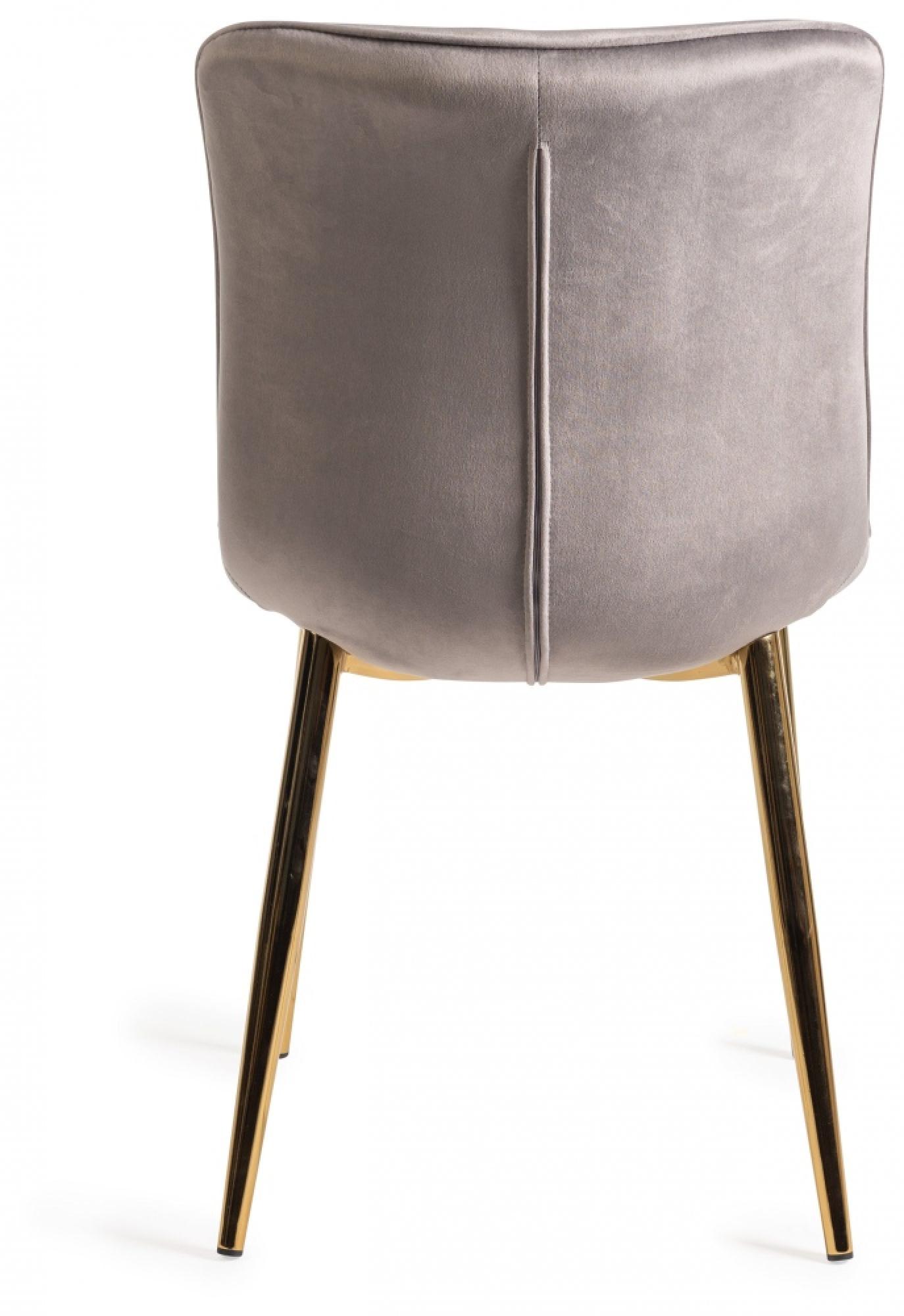 Product photograph of Bentley Designs Rothko Grey Velvet Fabric Dining Chair With Gold Legs Sold In Pairs from Choice Furniture Superstore.