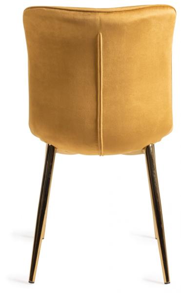 Product photograph of Bentley Designs Rothko Mustard Velvet Fabric Dining Chair With Gold Legs Sold In Pairs from Choice Furniture Superstore.