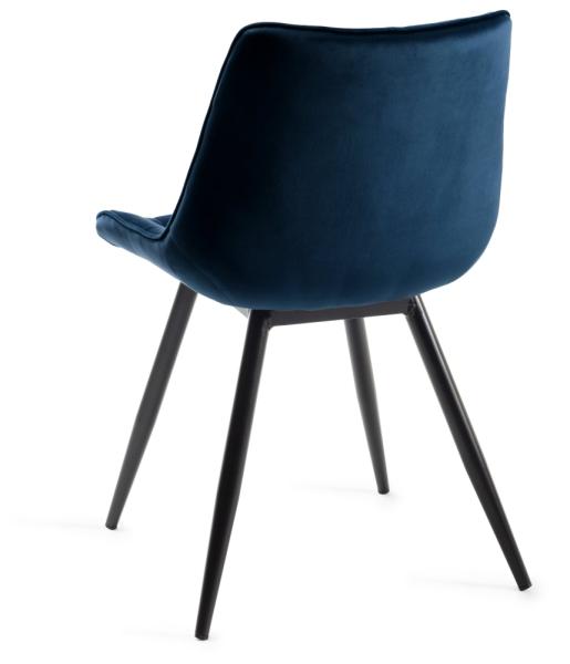 Product photograph of Bentley Designs Seurat Blue Velvet Fabric Dining Chair With Black Legs Sold In Pairs from Choice Furniture Superstore.