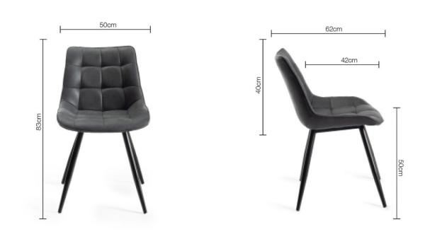 Product photograph of Bentley Designs Seurat Dark Grey Faux Suede Fabric Dining Chair With Black Legs Sold In Pairs from Choice Furniture Superstore.