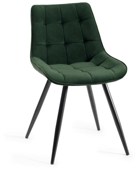 Product photograph of Bentley Designs Seurat Green Velvet Fabric Dining Chair With Black Legs Sold In Pairs from Choice Furniture Superstore.