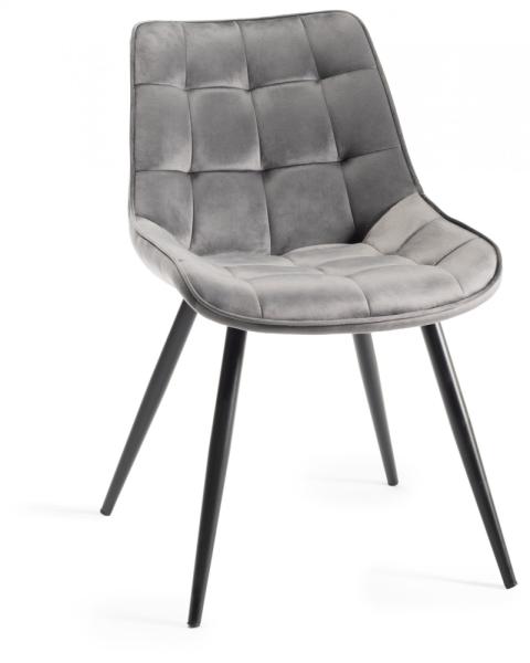 Product photograph of Bentley Designs Seurat Grey Velvet Fabric Dining Chair With Black Legs Sold In Pairs from Choice Furniture Superstore.