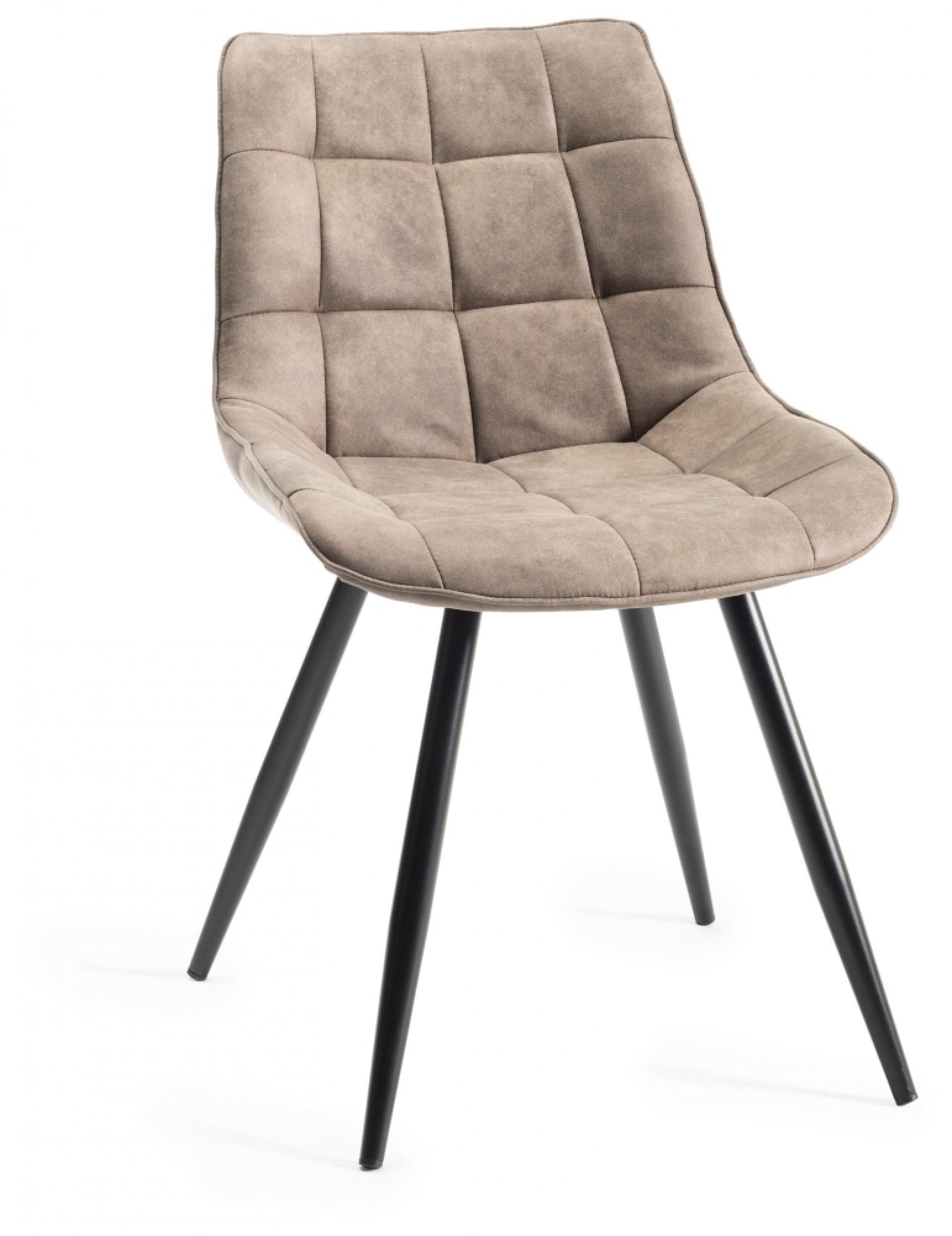 Product photograph of 2 X Bentley Designs Seurat Tan Faux Suede Fabric Dining Chair With Black Legs from Choice Furniture Superstore.