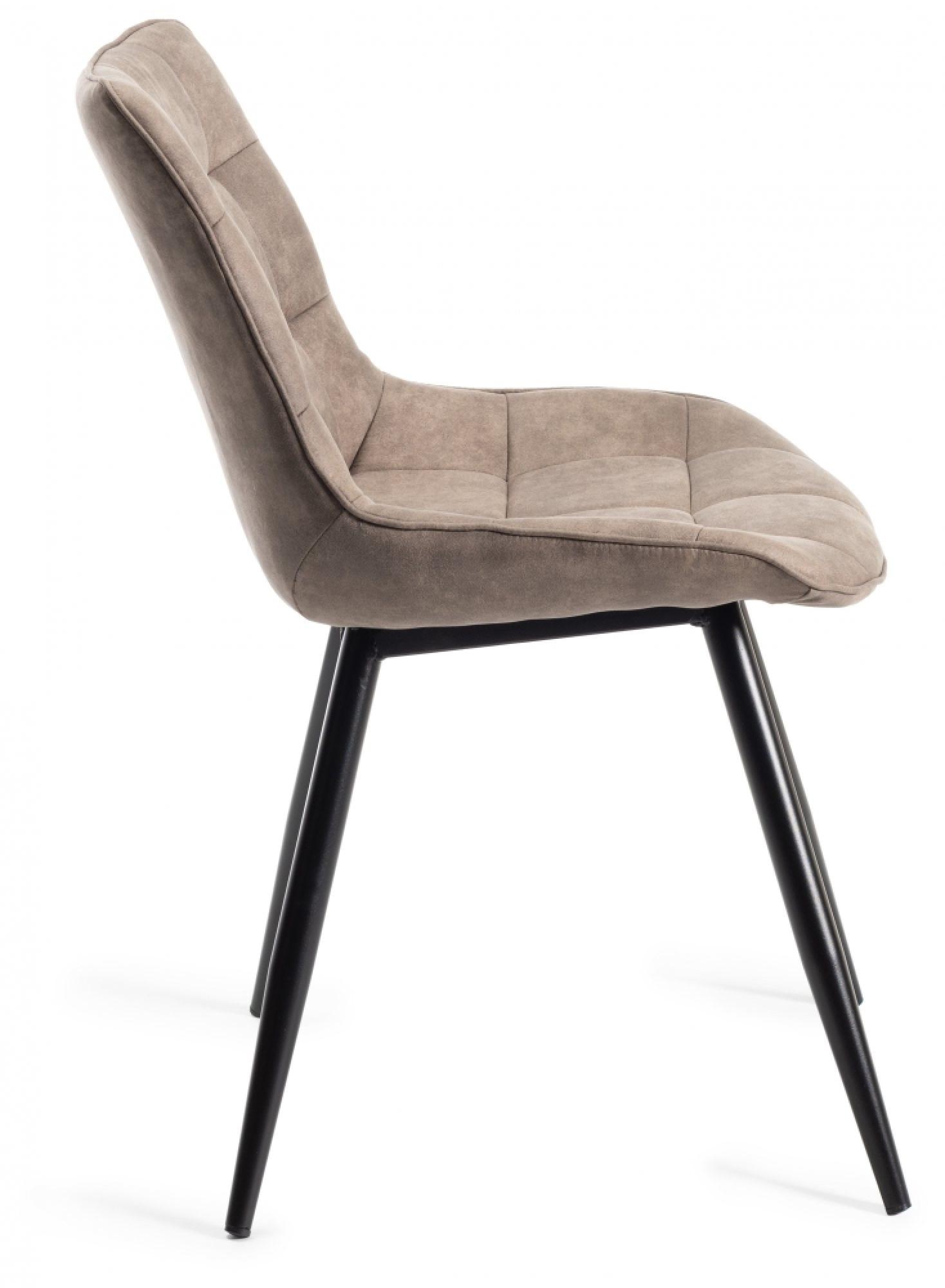 Product photograph of 2 X Bentley Designs Seurat Tan Faux Suede Fabric Dining Chair With Black Legs from Choice Furniture Superstore.