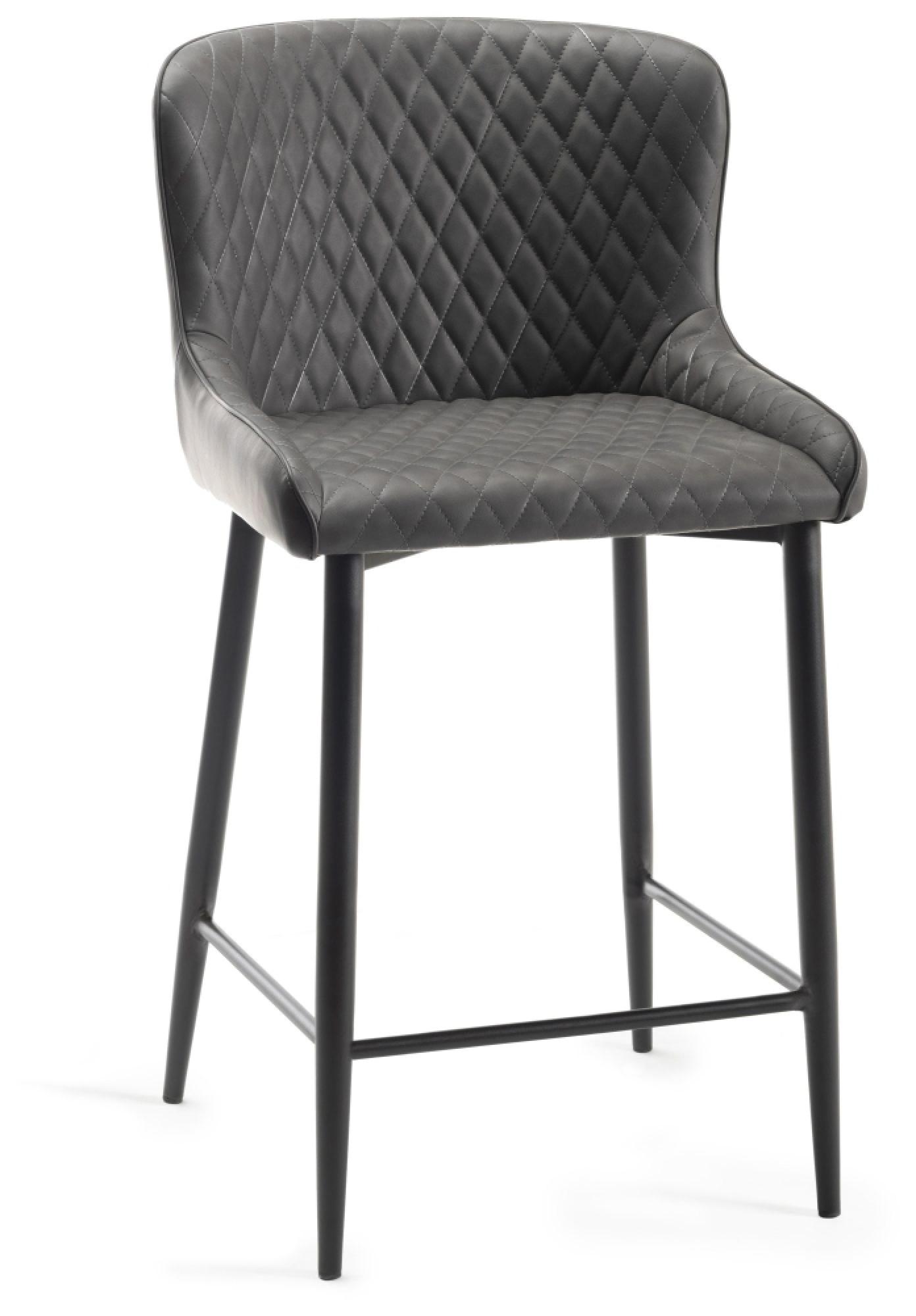 Product photograph of 2 X Bentley Designs Cezanne Dark Grey Faux Leather Barstool With Black Legs from Choice Furniture Superstore.