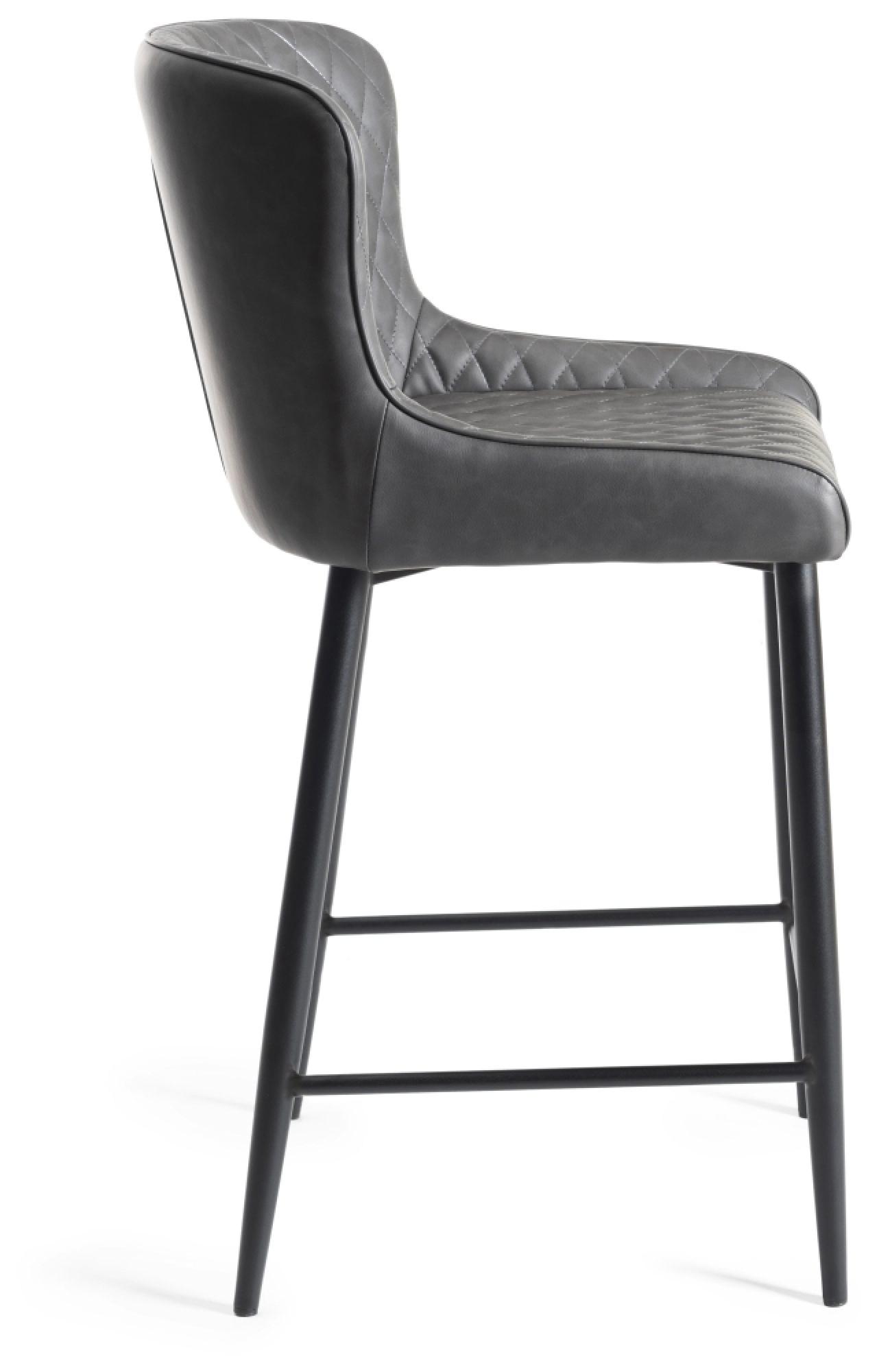 Product photograph of 2 X Bentley Designs Cezanne Dark Grey Faux Leather Barstool With Black Legs from Choice Furniture Superstore.