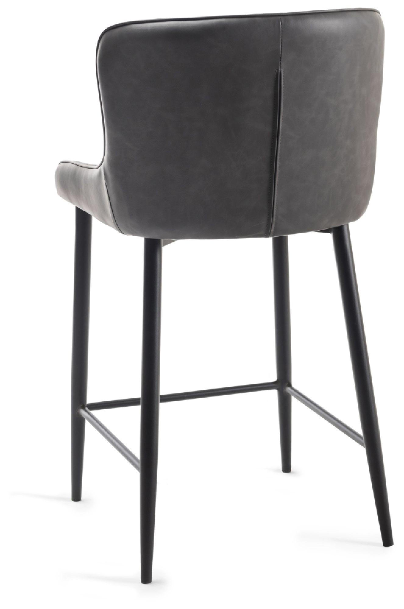 Product photograph of 2 X Bentley Designs Cezanne Dark Grey Faux Leather Barstool With Black Legs from Choice Furniture Superstore.