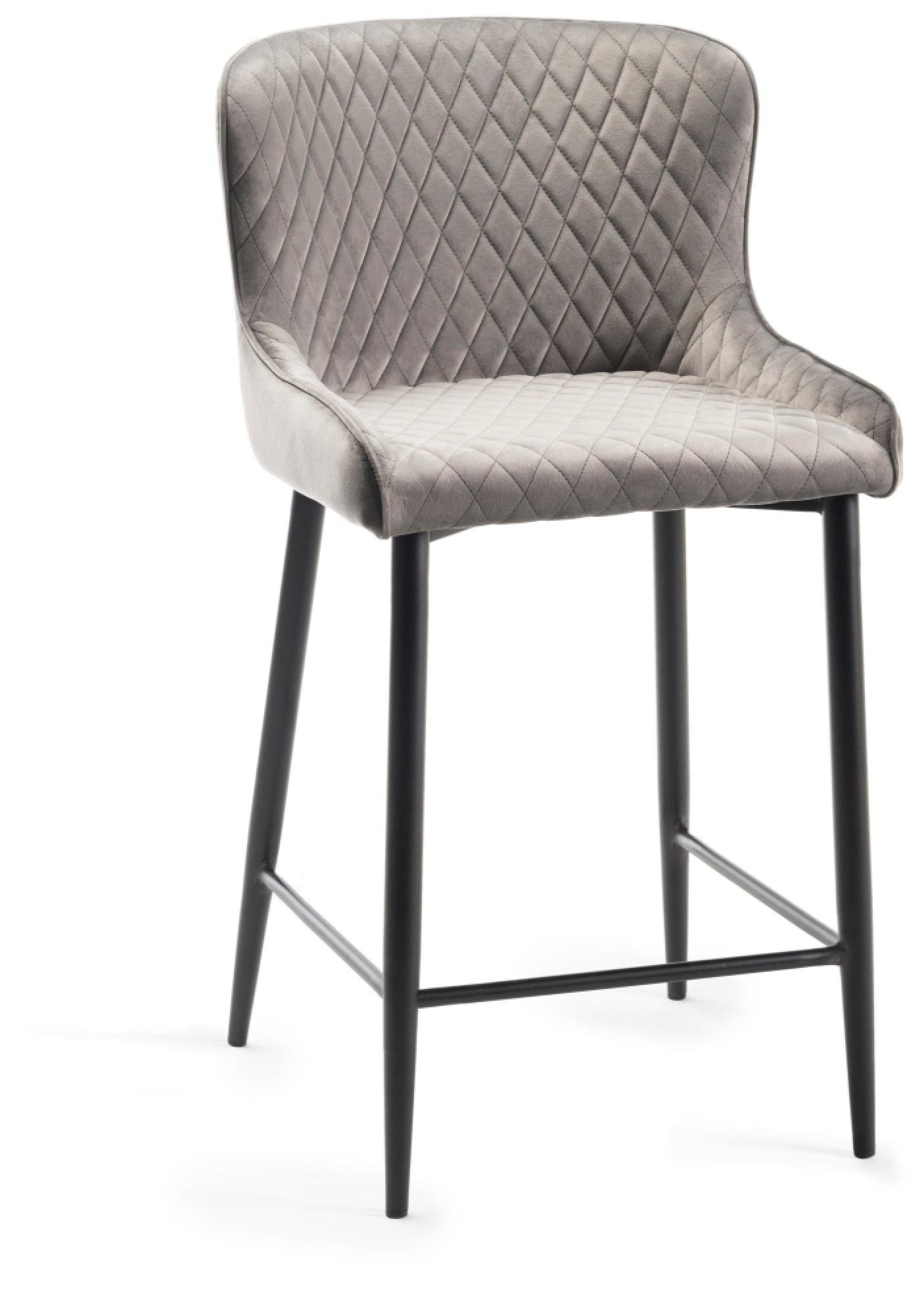 Product photograph of 2 X Bentley Designs Cezanne Grey Velvet Fabric Barstool With Black Legs from Choice Furniture Superstore.