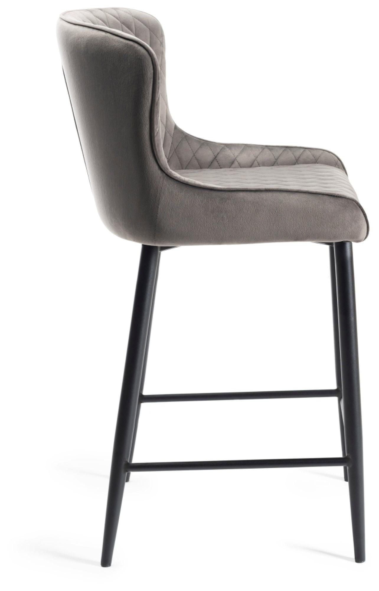 Product photograph of 2 X Bentley Designs Cezanne Grey Velvet Fabric Barstool With Black Legs from Choice Furniture Superstore.