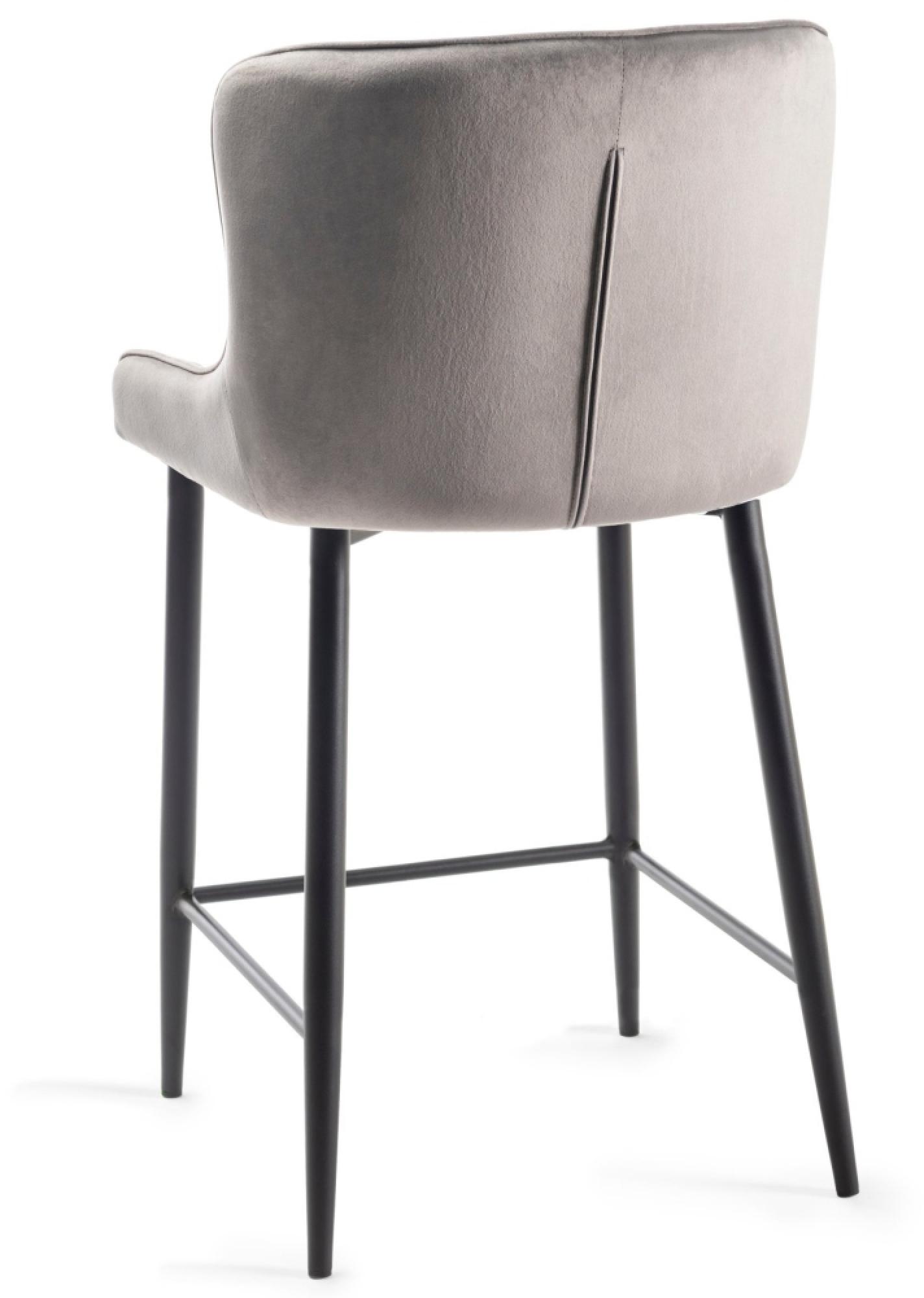 Product photograph of 2 X Bentley Designs Cezanne Grey Velvet Fabric Barstool With Black Legs from Choice Furniture Superstore.