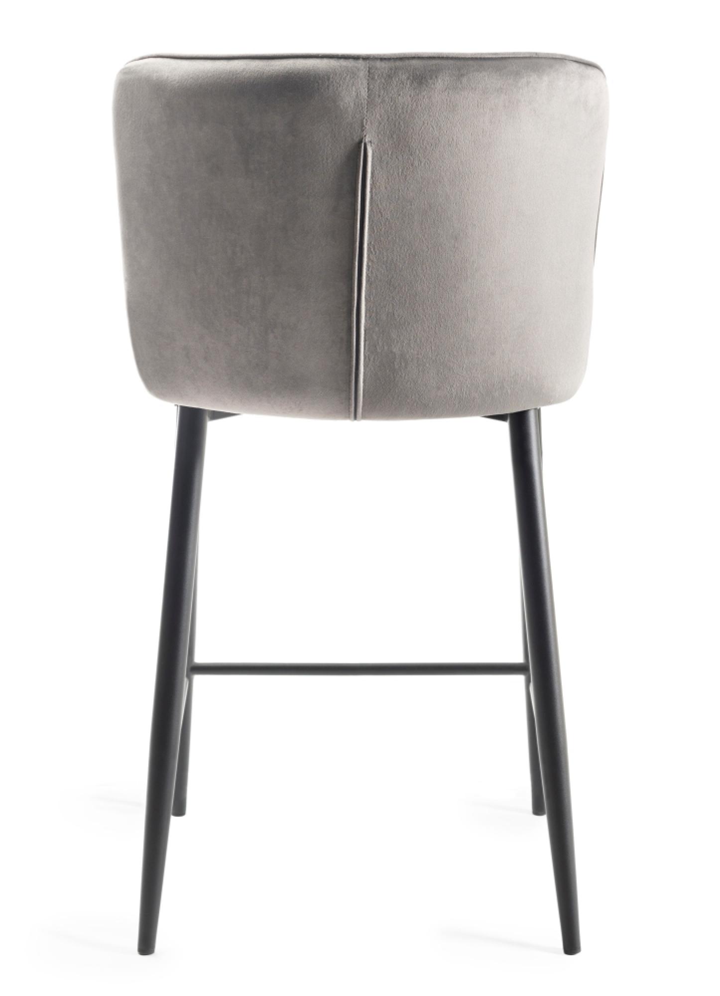 Product photograph of 2 X Bentley Designs Cezanne Grey Velvet Fabric Barstool With Black Legs from Choice Furniture Superstore.