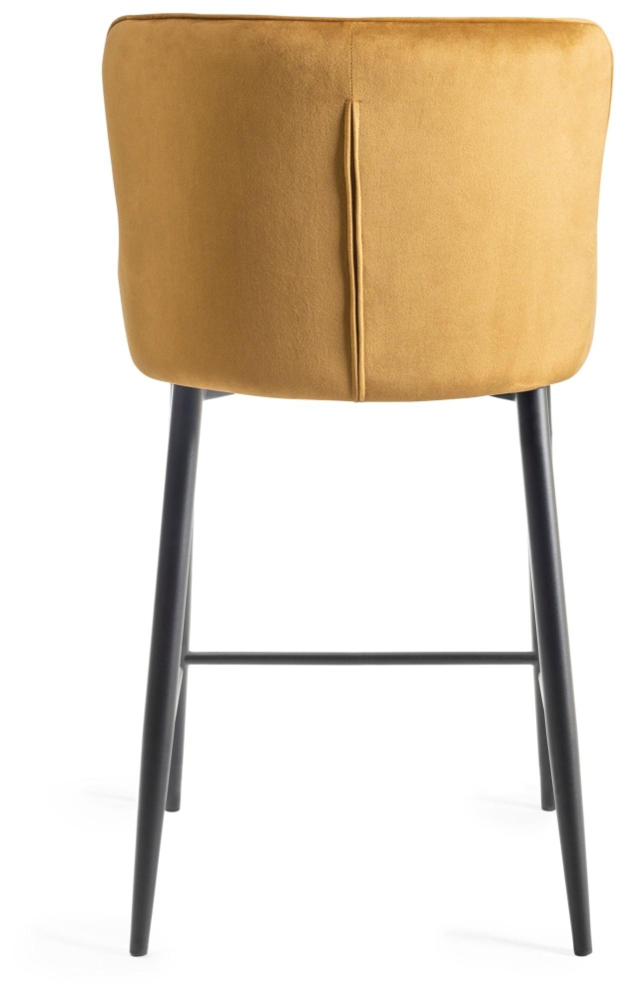 Product photograph of 2 X Bentley Designs Cezanne Mustard Velvet Fabric Barstool With Black Legs from Choice Furniture Superstore.