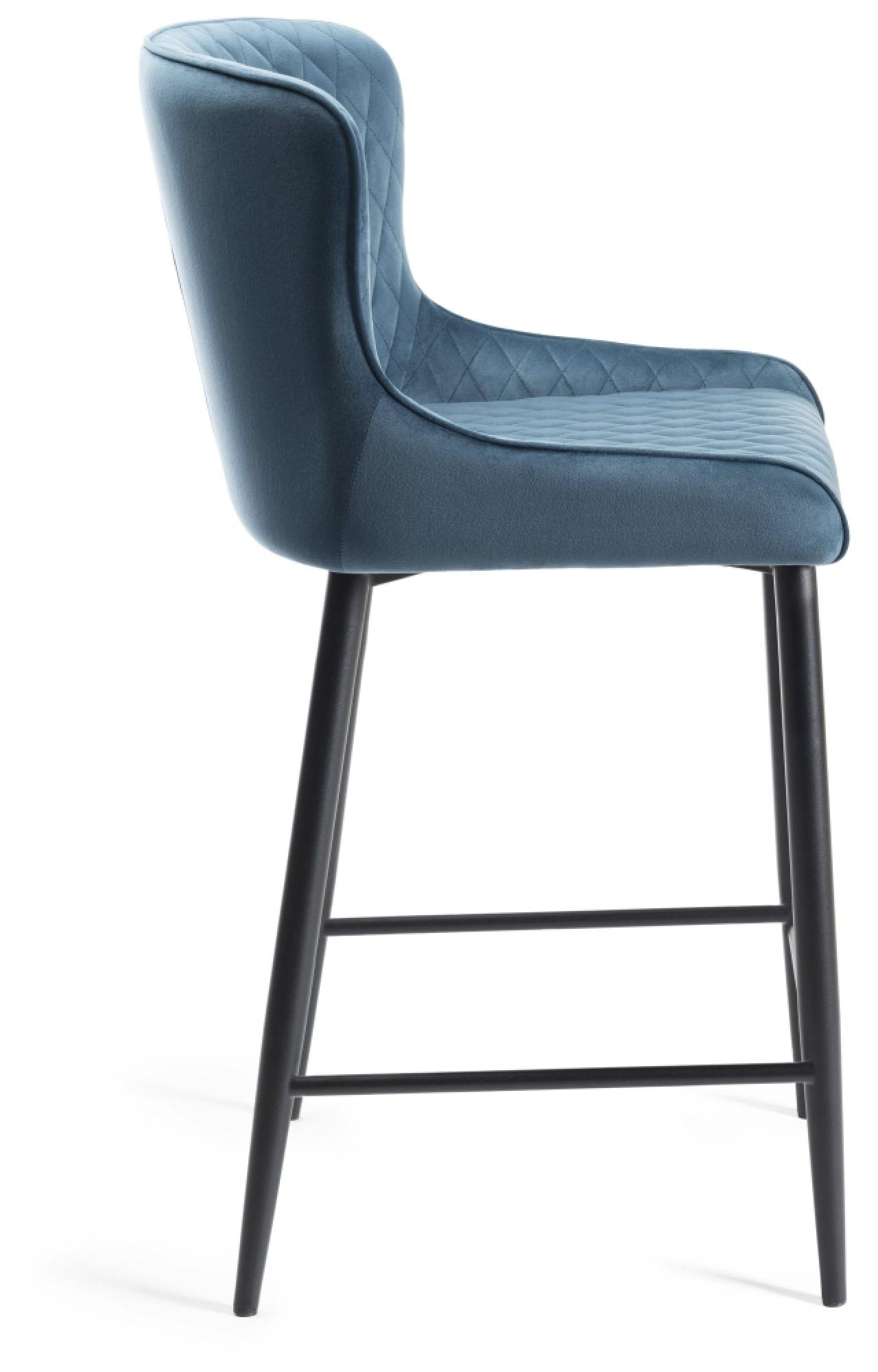 Product photograph of 2 X Bentley Designs Cezanne Petrol Blue Velvet Fabric Barstool With Black Legs from Choice Furniture Superstore.