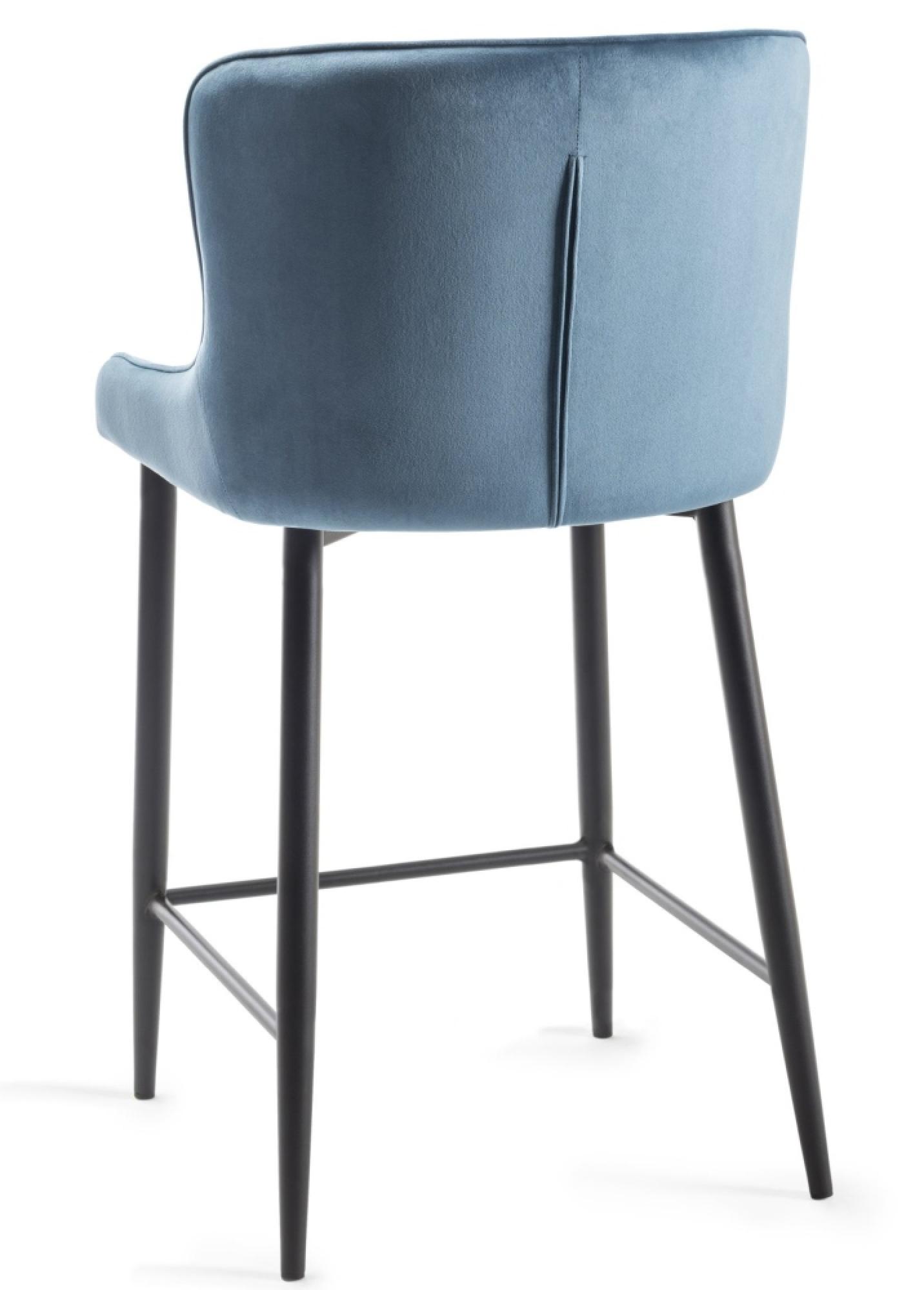 Product photograph of 2 X Bentley Designs Cezanne Petrol Blue Velvet Fabric Barstool With Black Legs from Choice Furniture Superstore.