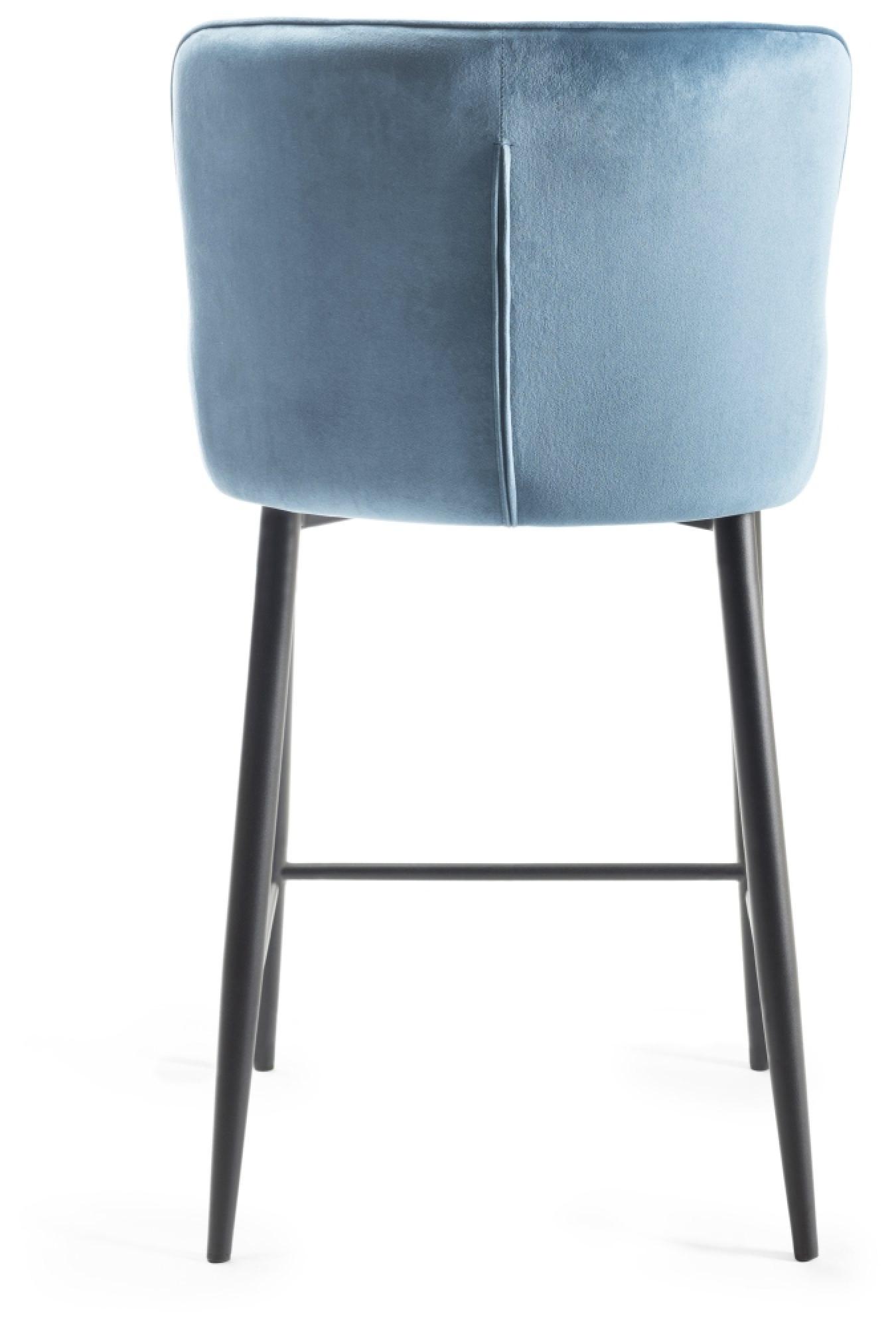 Product photograph of 2 X Bentley Designs Cezanne Petrol Blue Velvet Fabric Barstool With Black Legs from Choice Furniture Superstore.