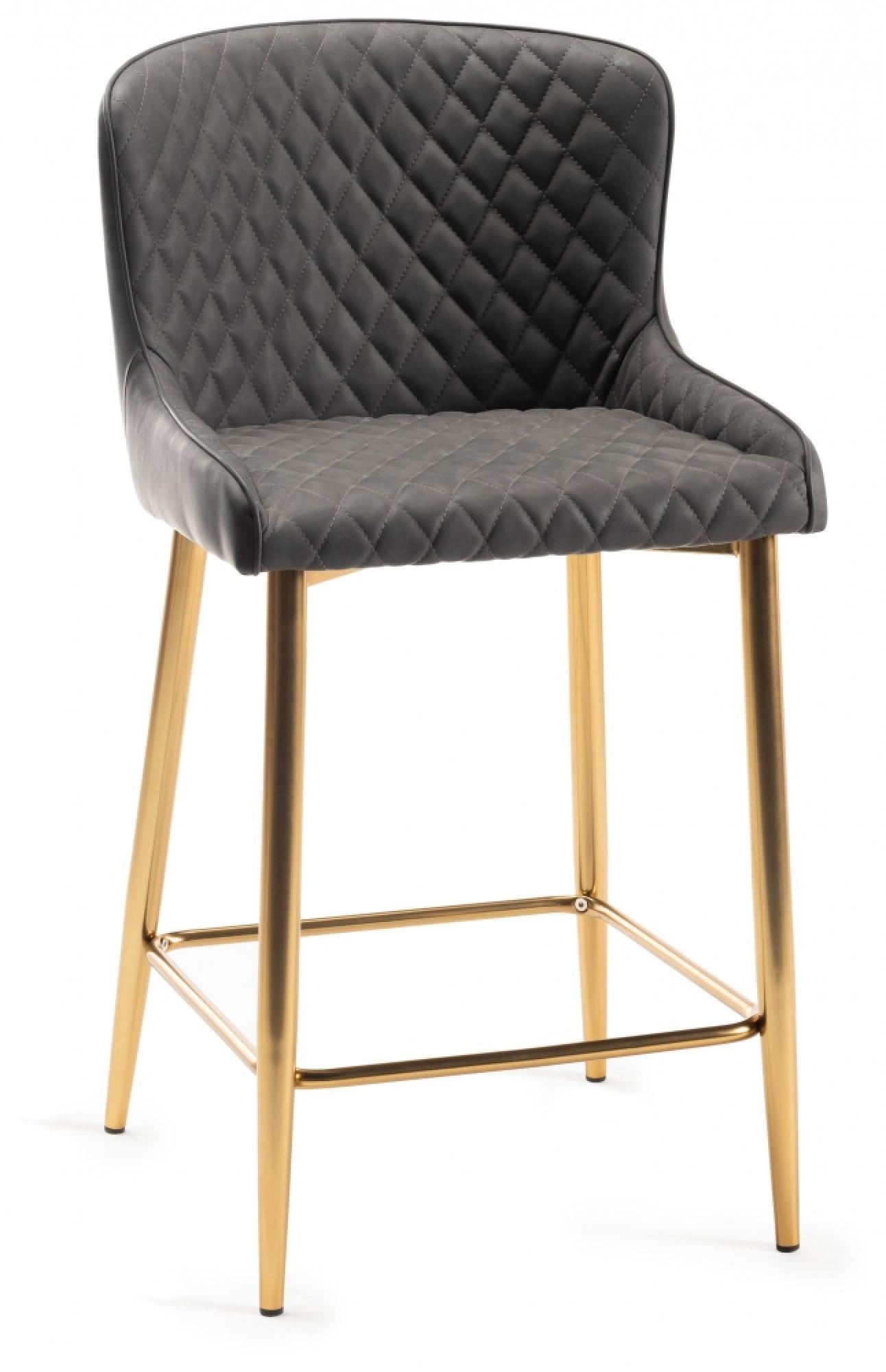 Product photograph of Bentley Designs Cezanne Dark Grey Faux Leather Barstool With Gold Legs Sold In Pairs from Choice Furniture Superstore.