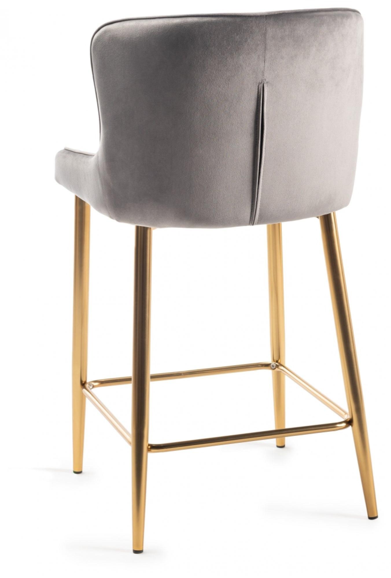 Product photograph of 2 X Bentley Designs Cezanne Grey Velvet Fabric Barstool With Gold Legs from Choice Furniture Superstore.