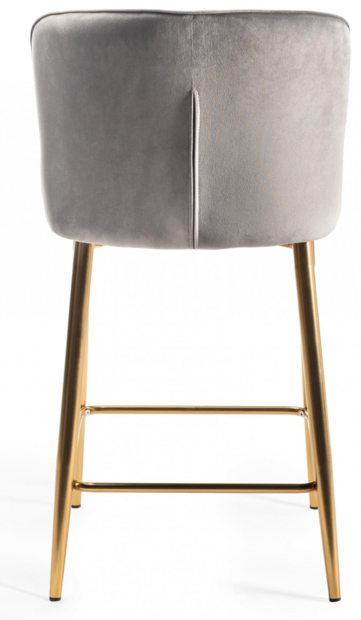 Product photograph of 2 X Bentley Designs Cezanne Grey Velvet Fabric Barstool With Gold Legs from Choice Furniture Superstore.