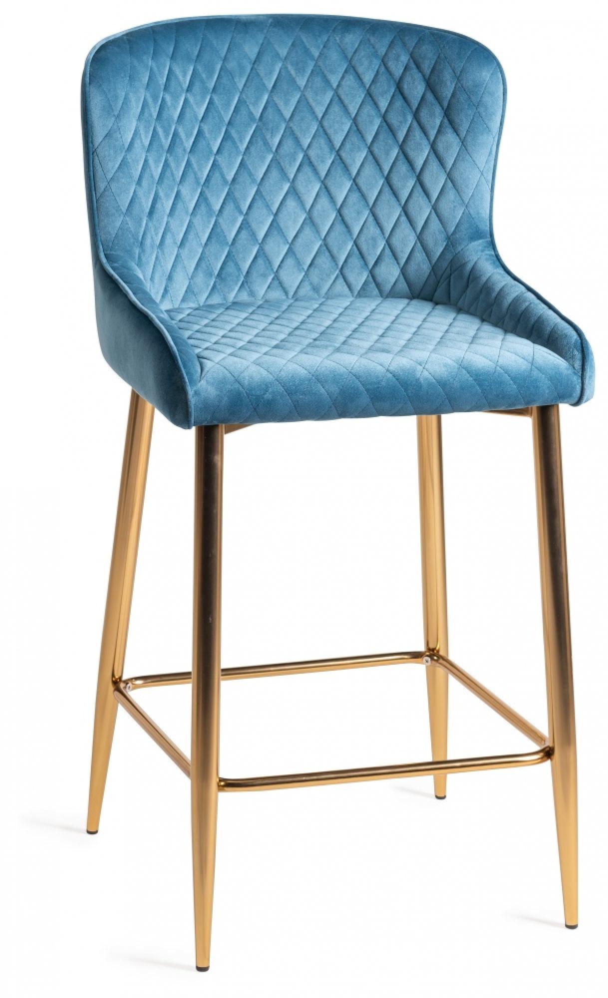 Product photograph of 2 X Bentley Designs Cezanne Petrol Blue Velvet Fabric Barstool With Gold Legs from Choice Furniture Superstore.