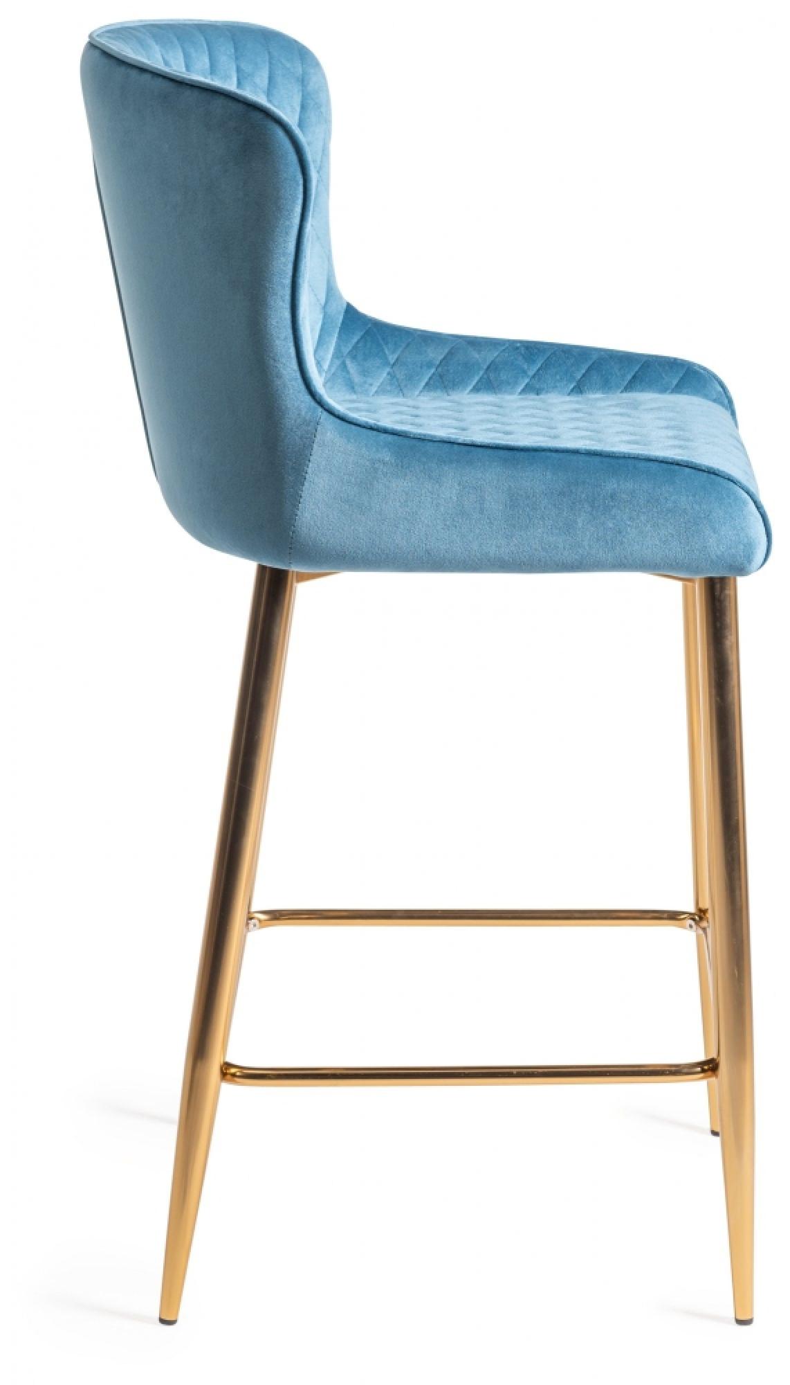 Product photograph of 2 X Bentley Designs Cezanne Petrol Blue Velvet Fabric Barstool With Gold Legs from Choice Furniture Superstore.