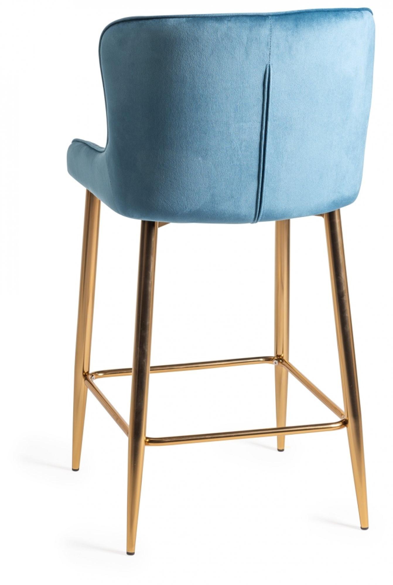 Product photograph of 2 X Bentley Designs Cezanne Petrol Blue Velvet Fabric Barstool With Gold Legs from Choice Furniture Superstore.