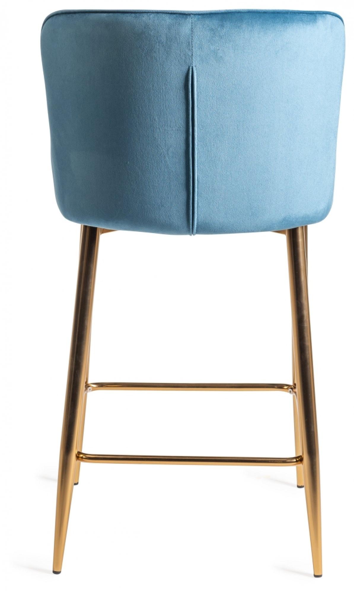 Product photograph of 2 X Bentley Designs Cezanne Petrol Blue Velvet Fabric Barstool With Gold Legs from Choice Furniture Superstore.