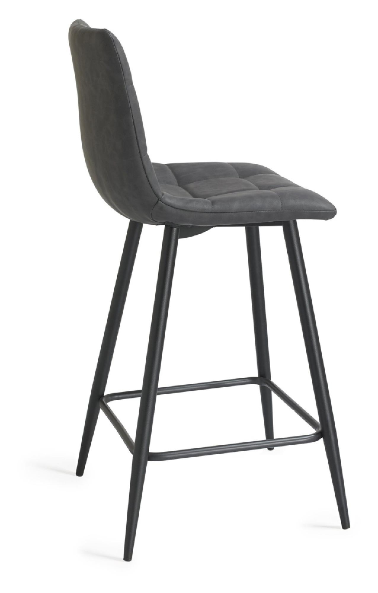 Product photograph of 2 X Bentley Designs Mondrian Dark Grey Faux Leather Barstool With Black Legs from Choice Furniture Superstore.