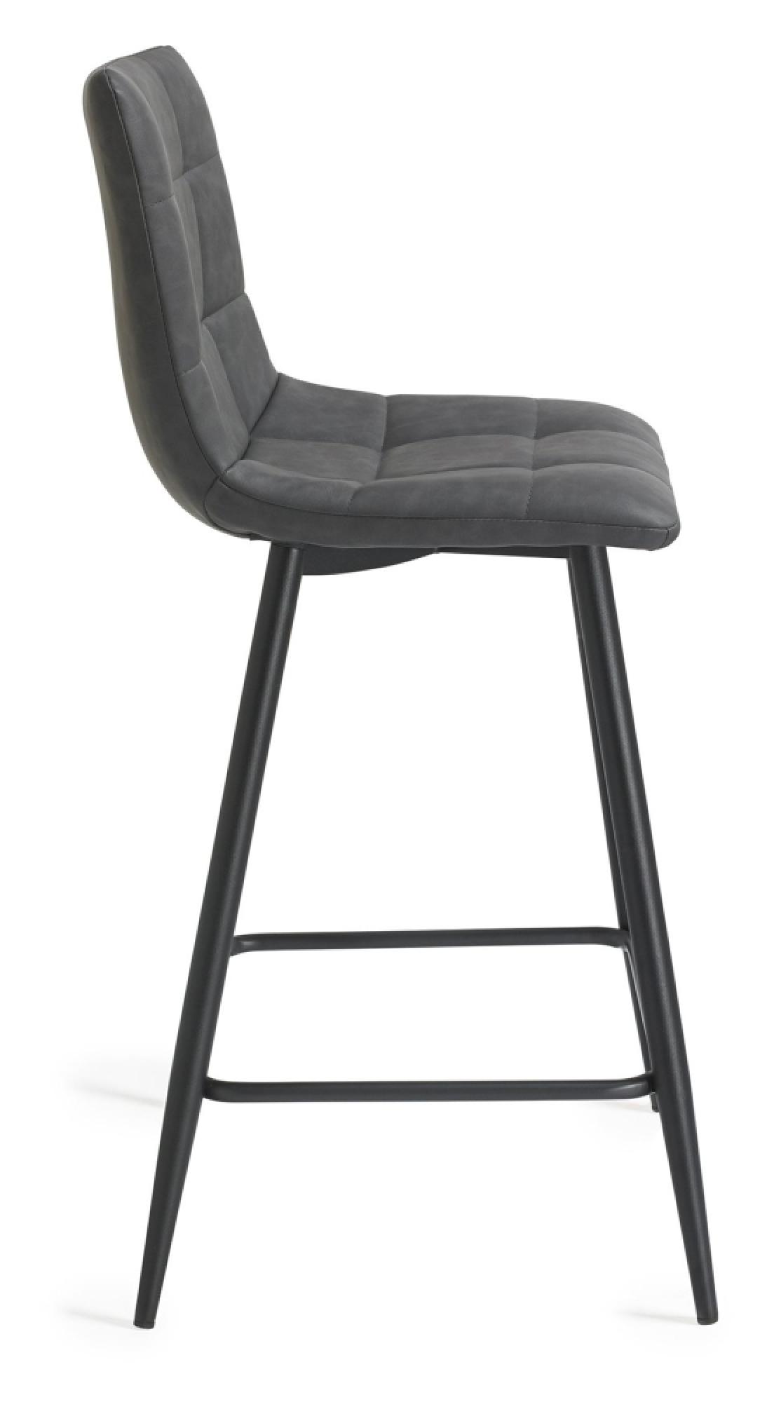 Product photograph of 2 X Bentley Designs Mondrian Dark Grey Faux Leather Barstool With Black Legs from Choice Furniture Superstore.