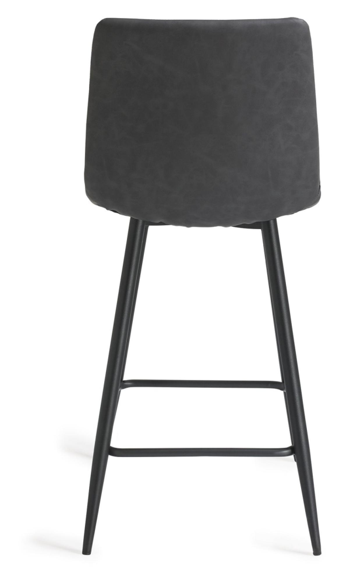 Product photograph of 2 X Bentley Designs Mondrian Dark Grey Faux Leather Barstool With Black Legs from Choice Furniture Superstore.