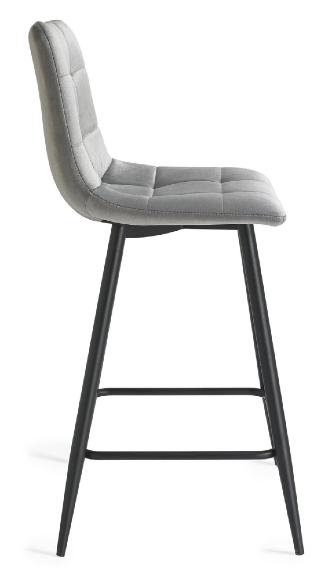 Product photograph of 2 X Bentley Designs Mondrian Grey Velvet Fabric Barstool With Black Legs from Choice Furniture Superstore.