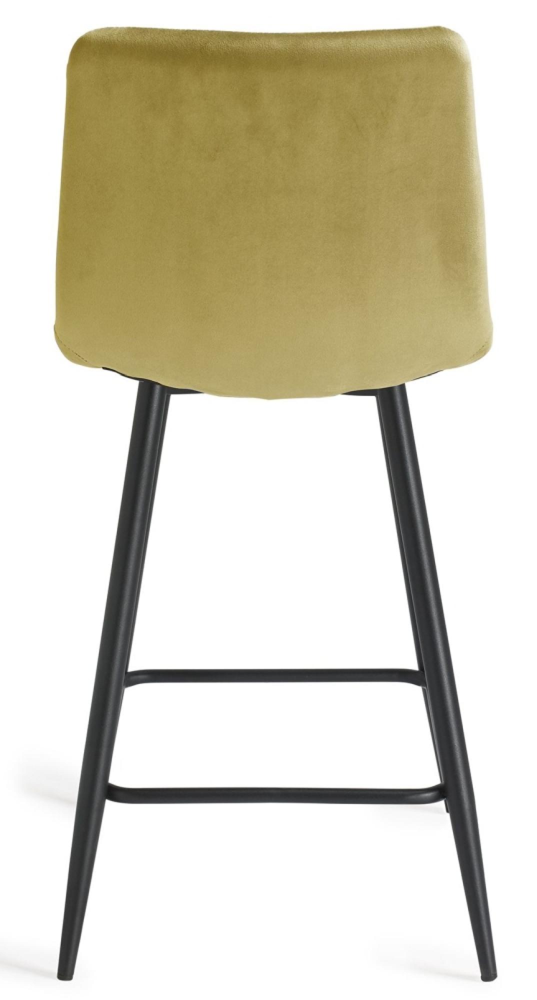 Product photograph of 2 X Bentley Designs Mondrian Mustard Velvet Fabric Barstool With Black Legs from Choice Furniture Superstore.
