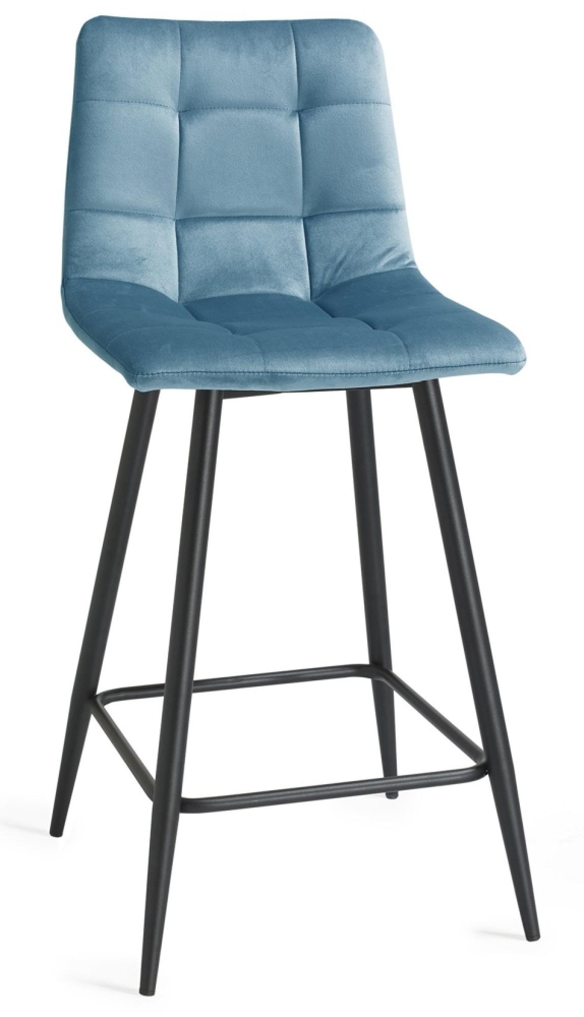 Product photograph of 2 X Bentley Designs Mondrian Petrol Blue Velvet Fabric Barstool With Black Legs from Choice Furniture Superstore.