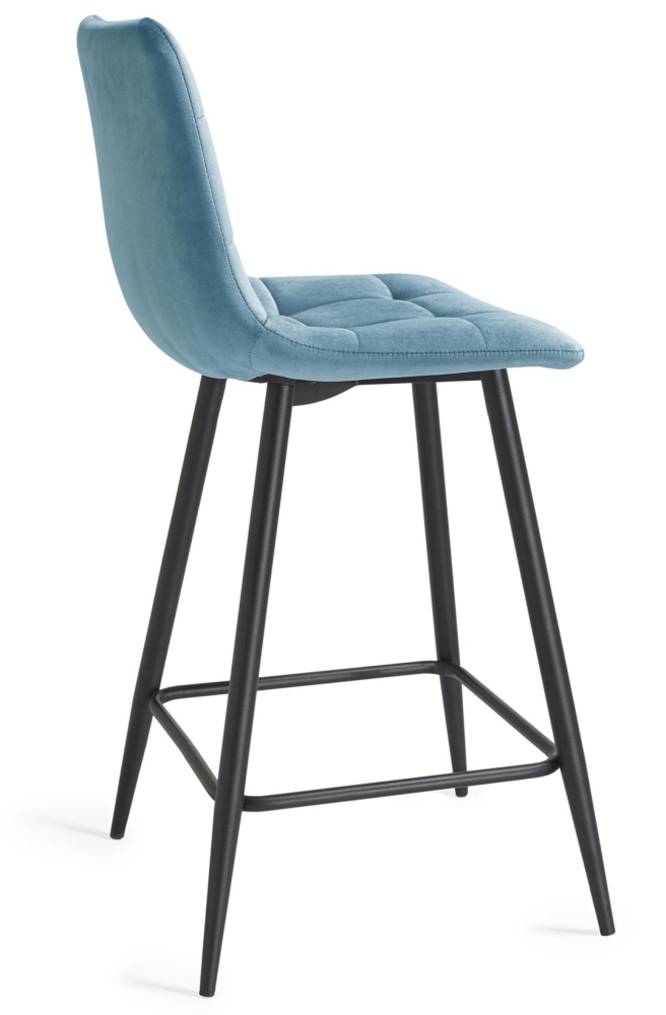 Product photograph of 2 X Bentley Designs Mondrian Petrol Blue Velvet Fabric Barstool With Black Legs from Choice Furniture Superstore.