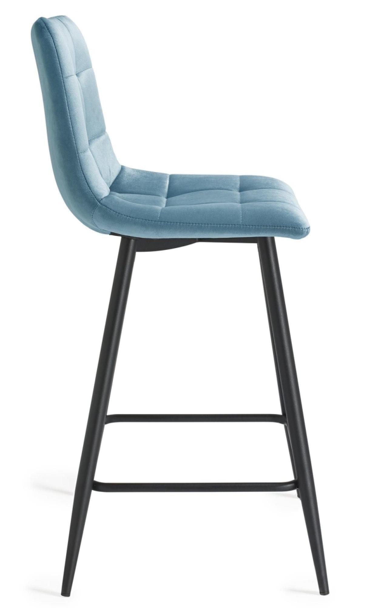 Product photograph of 2 X Bentley Designs Mondrian Petrol Blue Velvet Fabric Barstool With Black Legs from Choice Furniture Superstore.