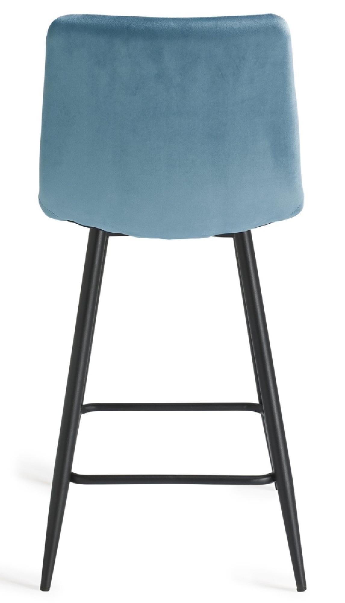 Product photograph of 2 X Bentley Designs Mondrian Petrol Blue Velvet Fabric Barstool With Black Legs from Choice Furniture Superstore.