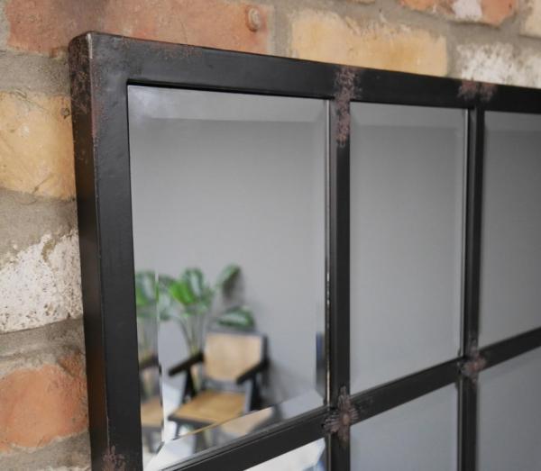 Product photograph of Industrial Rustic Black Metal Mirror from Choice Furniture Superstore.